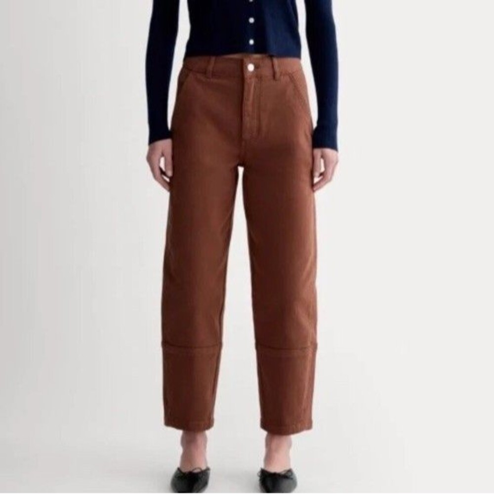 Everlane The Utility Barrel Pants Womens sz 2 Denim Jeans Rosewood Brown Organic